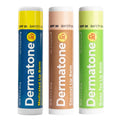 Dermatone Lip Balm Variety Pack | Moisturizing Lip Care Stocking Stuffer | Soothe & Replenish Chapped Lips | SPF 30 | Aloe, Tea Tree Oil | 3-Pack (Coconut, Green Tea, Original)