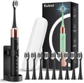 Sonic Electric Toothbrush for Adults and Kids, Comes with 10 Brush Heads & Travel Case, 5 Modes with 2 Minutes Built in Smart Timer, One Charge for 90 Days, 42,000 VPM Motor (Black)
