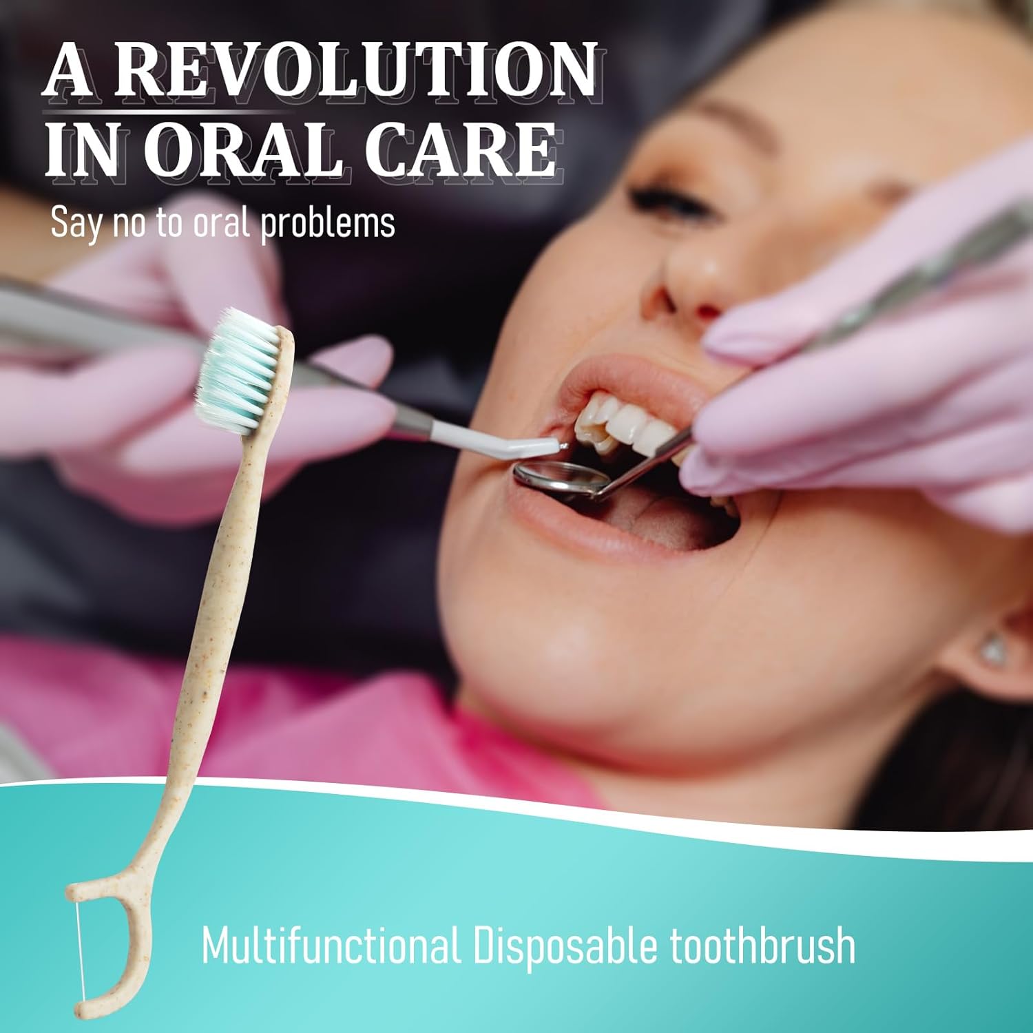 Travel Toothbrush Dental Floss Picks - 4 in 1 Biodegradable Disposable Toothbrushes with Tongue Scraper, Eco-Friendly Individually Wrapped Toothbrush for Adult Kids Travel Oral Care, 20 Pack