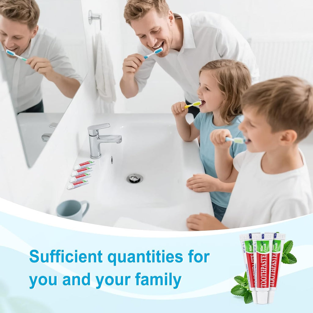 200 Tubes Travel Size Toothpaste in Bulk, Disposable Mini Mint Compact Small Pocket Size Essential Toothpaste for Vacation Hotel Shelter Homeless Nursing Home Charity Camping Single Use 0.17 oz/ 5g
