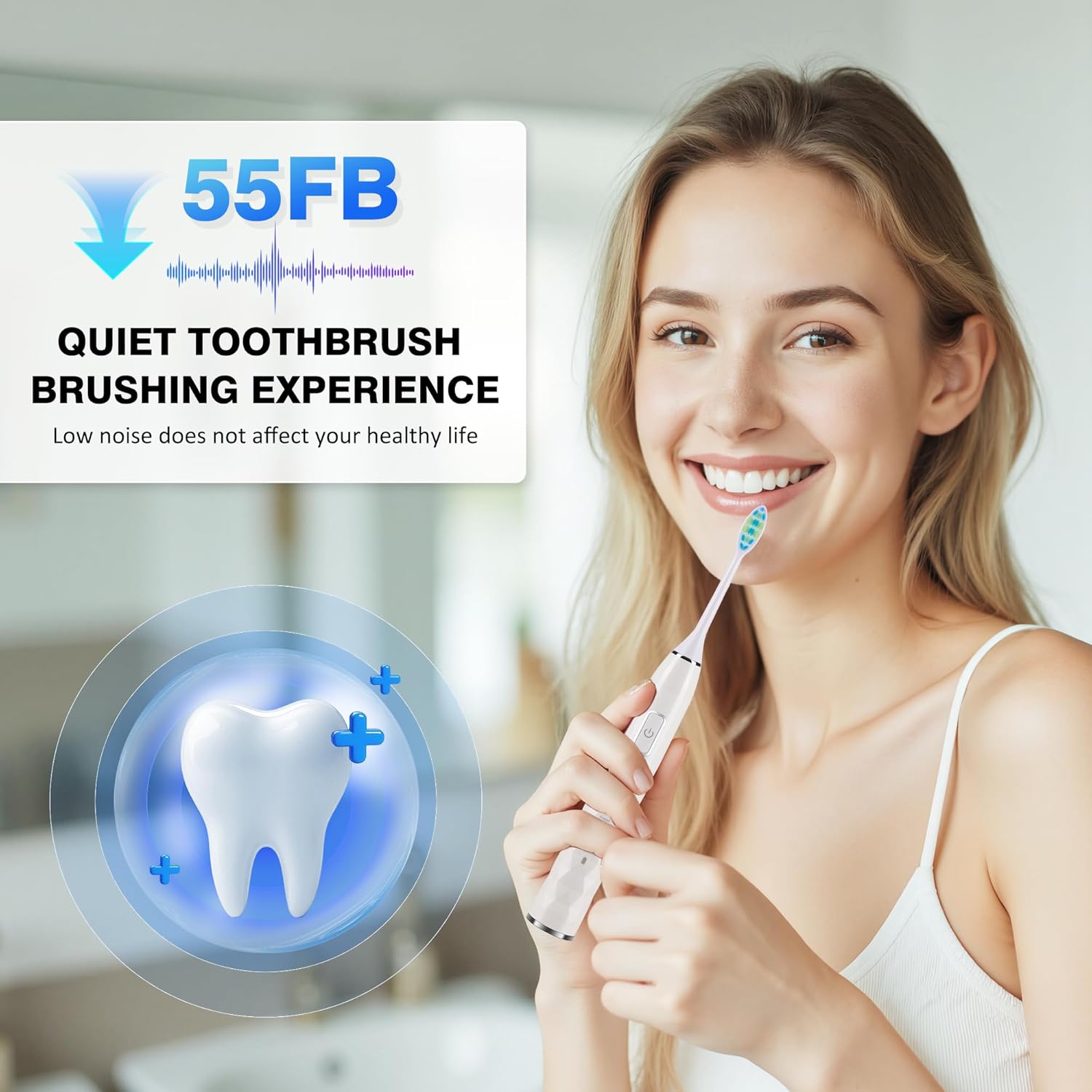 Sonic Electric Toothbrush for Adults - Deep Cleaning Teeth Whitening6 Replacement Brush Heads100-Day Battery5 Modes w/SensitiveIPX7 Waterproof (Color Options)