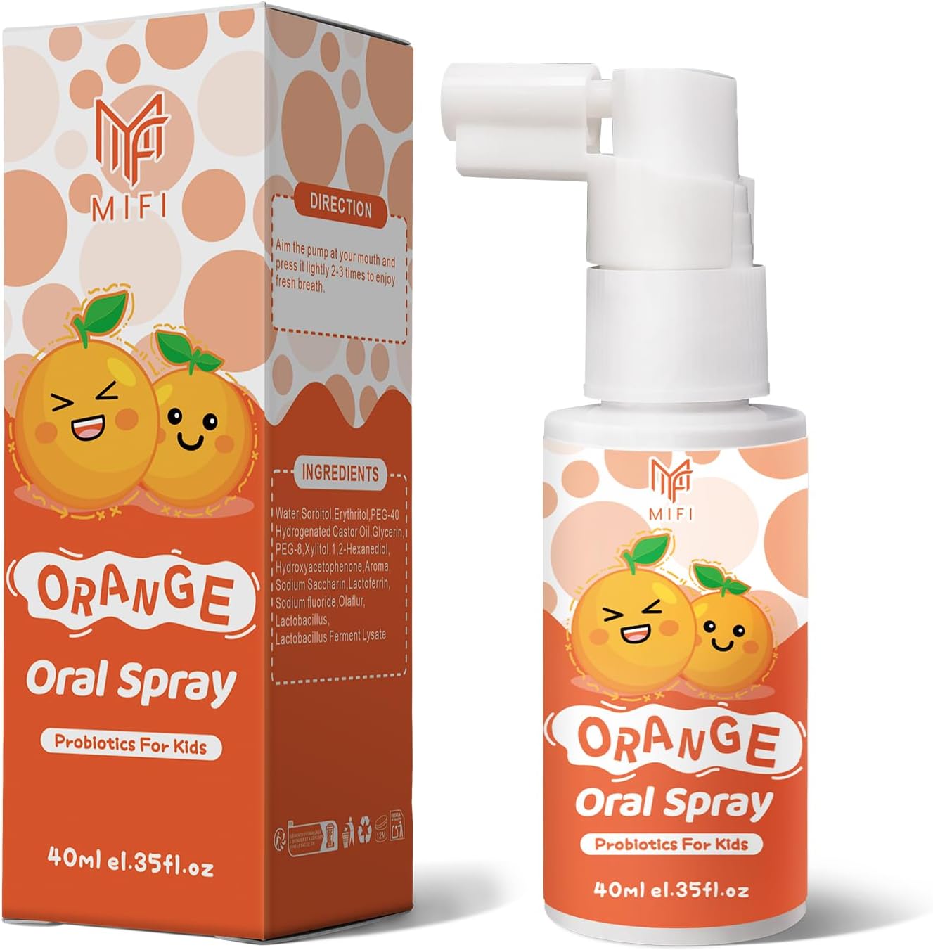 Kids Oral Spray, Toddler Toothpaste Helper for Daily Oral Care and Fresh Breath,Fruit-Flavored, Probiotic Oral Spray for Child (1Pack, Orange)