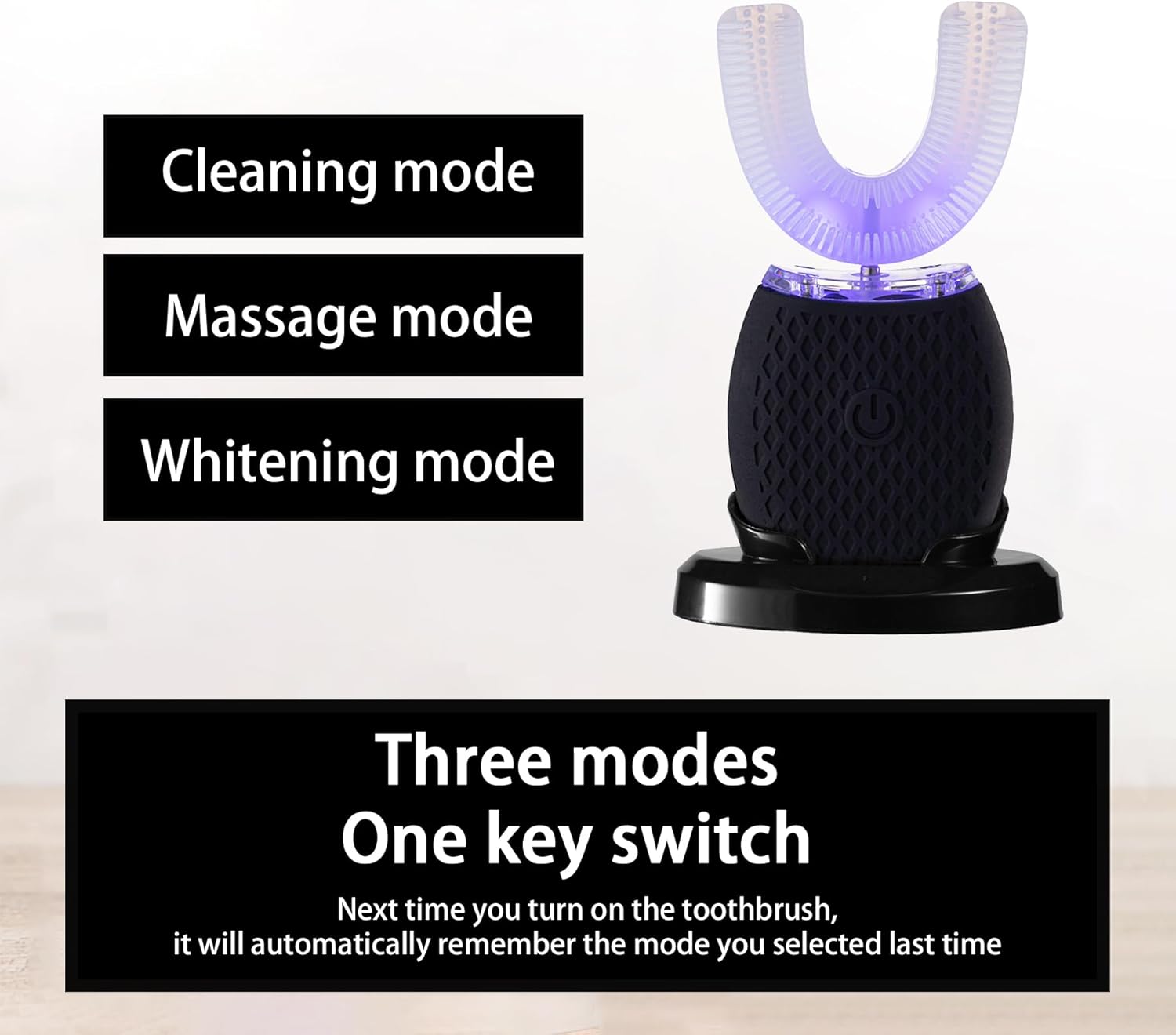 Automatic Toothbrush for Adults - Ultrasonic Electric Toothbrush with Soft Bristles Rechargeable Portable Waterproof Design 30s Timer, Wireless Charging Dual-Use for Travel & Home (Black)