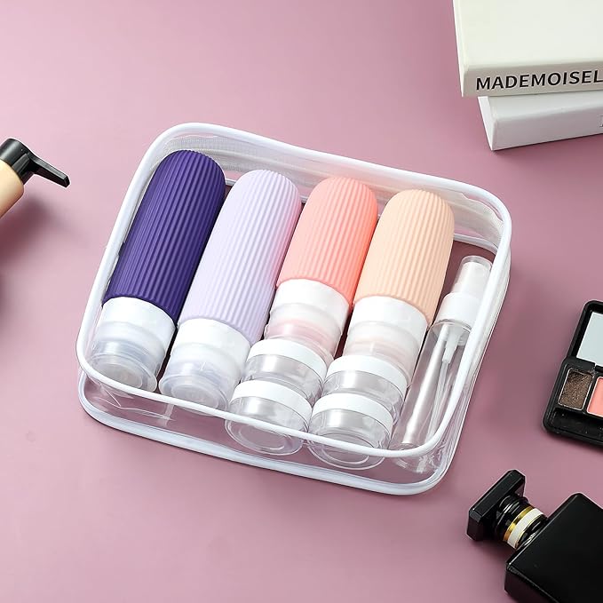 16 Pack Travel Bottles Set, TSA Approved Leak Proof Silicone Squeezable Containers for Toiletries, Refillable Travel Accessories for Conditioner, Shampoo, Lotion & Body Wash Accessories
