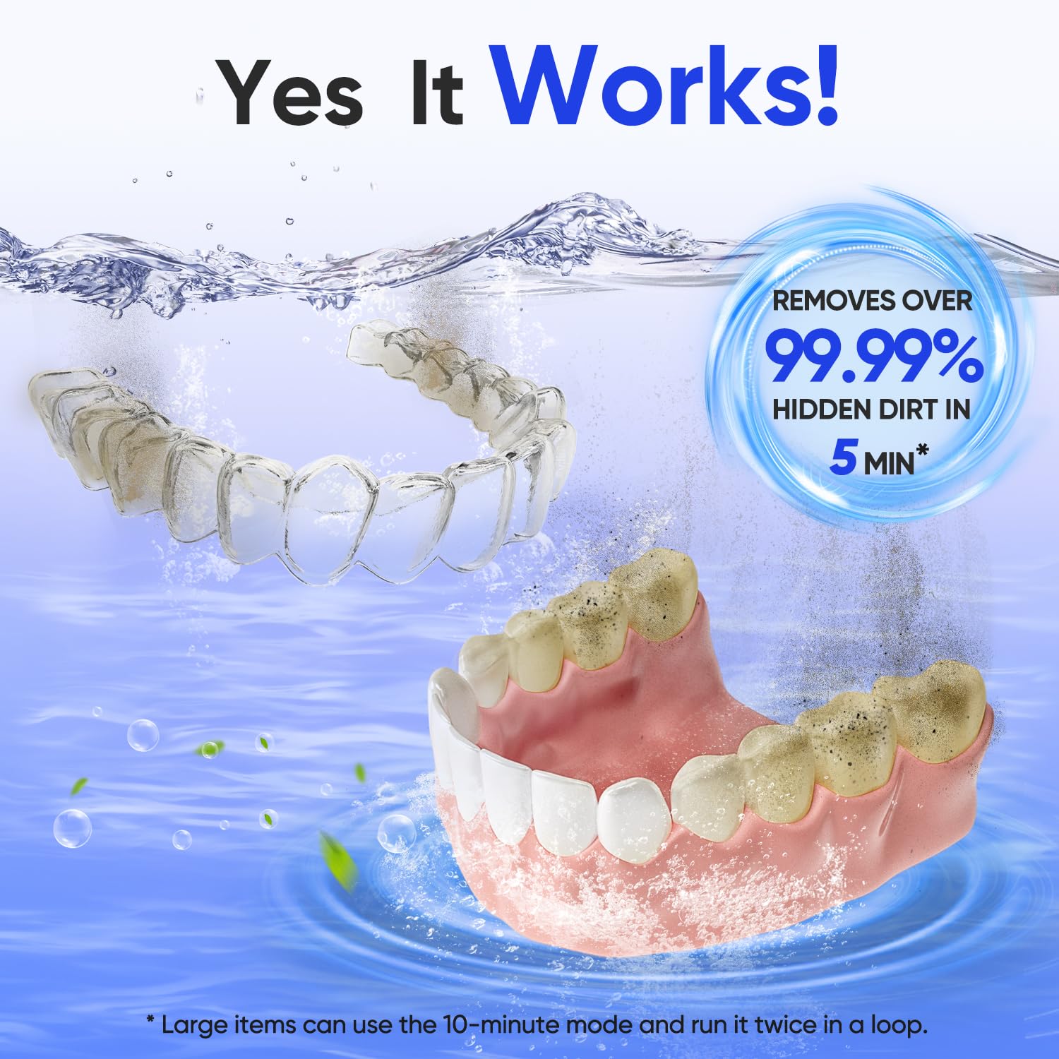 MySmile Ultrasonic Retainer Cleaner Machine with Tablets- 45kHz White Dental Pod with 200ML Capacity and MySmile Retainer Cleaner with 120 Denture Cleaning Mint Flavor Tablets