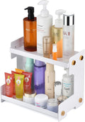 FFK 2 Tier Bathroom Countertop Organizer, SUS 304 Stainless Steel Storage Shelf for Cosmetic Organizer, Ideal for Cabinet, Countertop, Pantry, and Desktop, Office, White