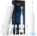 Electric Toothbrush for Adults and Kids Rechargeable Sonic Toothbrush with 5 Modes 2-Min Smart Timer IPX7 Waterproof 40,000 VPM Motor with 8 Brush Heads & Travel Case (White, 1Pack)