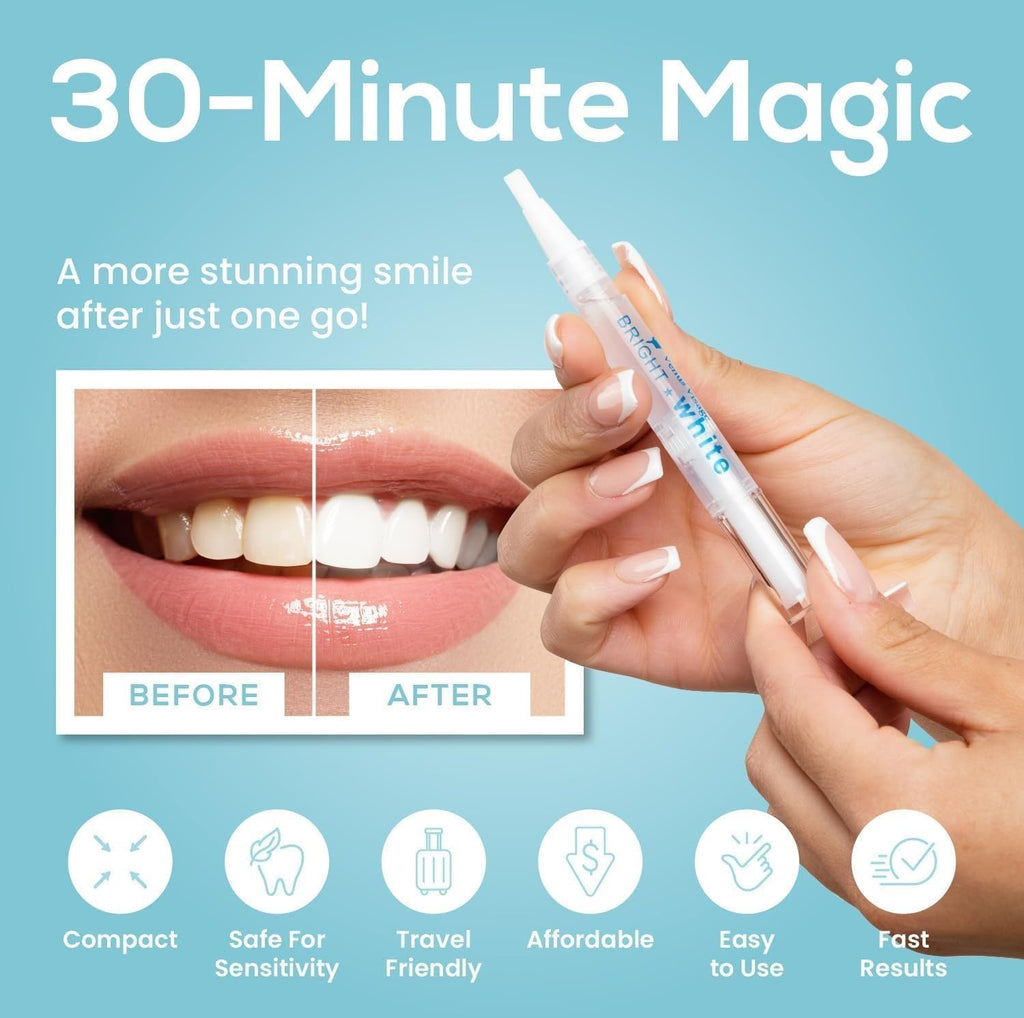 Venus Visage Teeth Whitening Pen - Effective Teeth Whitening Gel - 40+ Uses - Professional Formula - Mint Flavor - No Sensitivity (0.10 Fl Oz (Pack of 3))