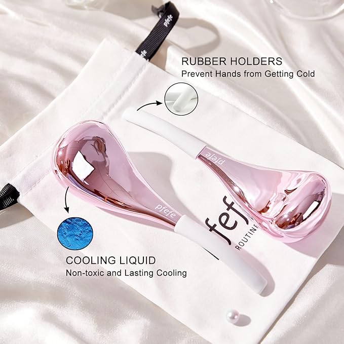 pfefe Cryo Sticks for Face, Ice Globes Cryo Globes for Facials, Esthetician Supplies Gifts, Unbreakable Stainless Steel Ice Roller Cooling Spa Balls with Storage Case