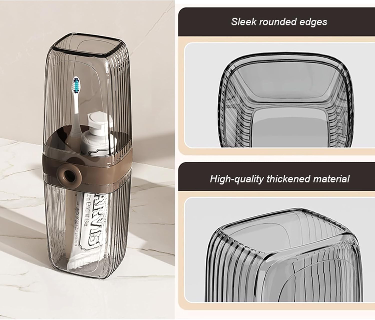 2Pcs Toothbrush Travel Case & Travel Soap Holder Dish Tray, Portable Clear Toothbrush Holders with Cover Leakproof Bar Soap Holder for Traveling School Camping Business Trip Bathroom