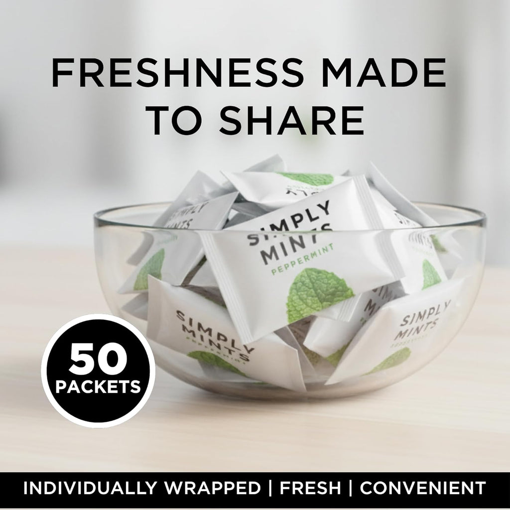 SIMPLY Peppermint Breath Mints, Individually Wrapped Breath Mints in Bulk, 500 Packets (2 per Packet), | Perfect for Office, School, Travel, Party Favors, Restaurants & Hospitality