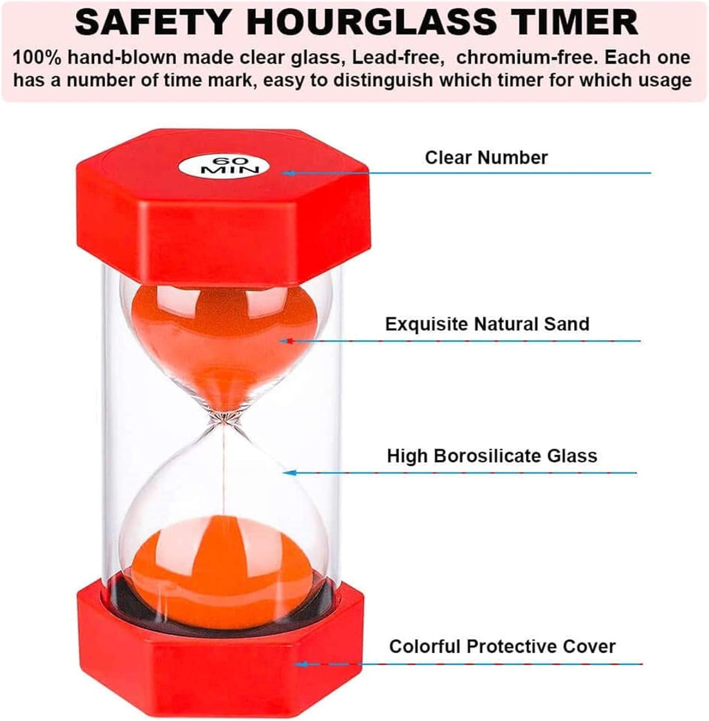 1 Minute Sand Timer SuLiao Hourglass, Red Sand Watch, Reloj de Arena 1 Minuto, Plastic Hour Glass Sandglass Timer for Kids, Classroom, Home, Decoration