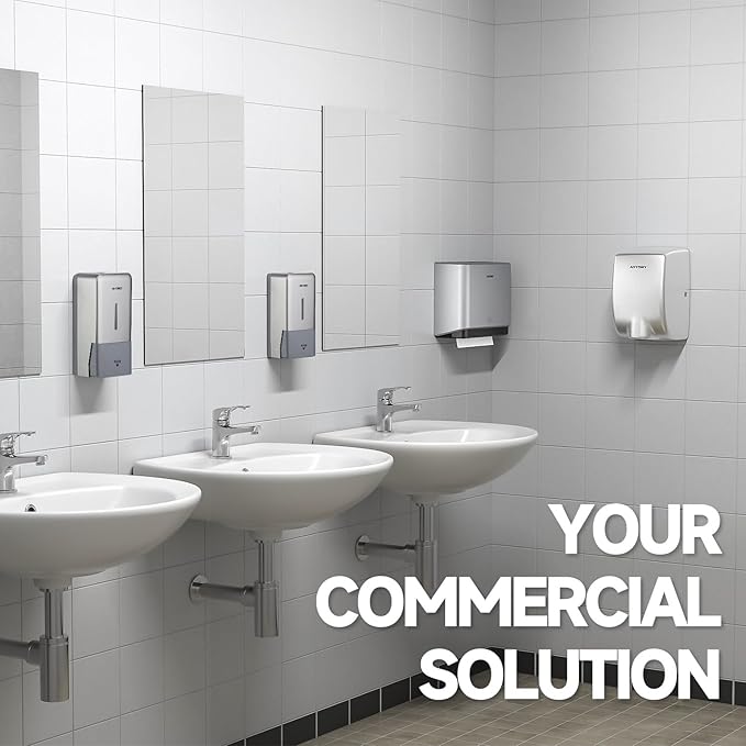 27oz (800 ml) Manual Wall Mounted Soap Dispenser, Ideal for Commercial Bathrooms Restaurants Hotels, Use with Liquid Hand Soap Shampoo, ABS Silver