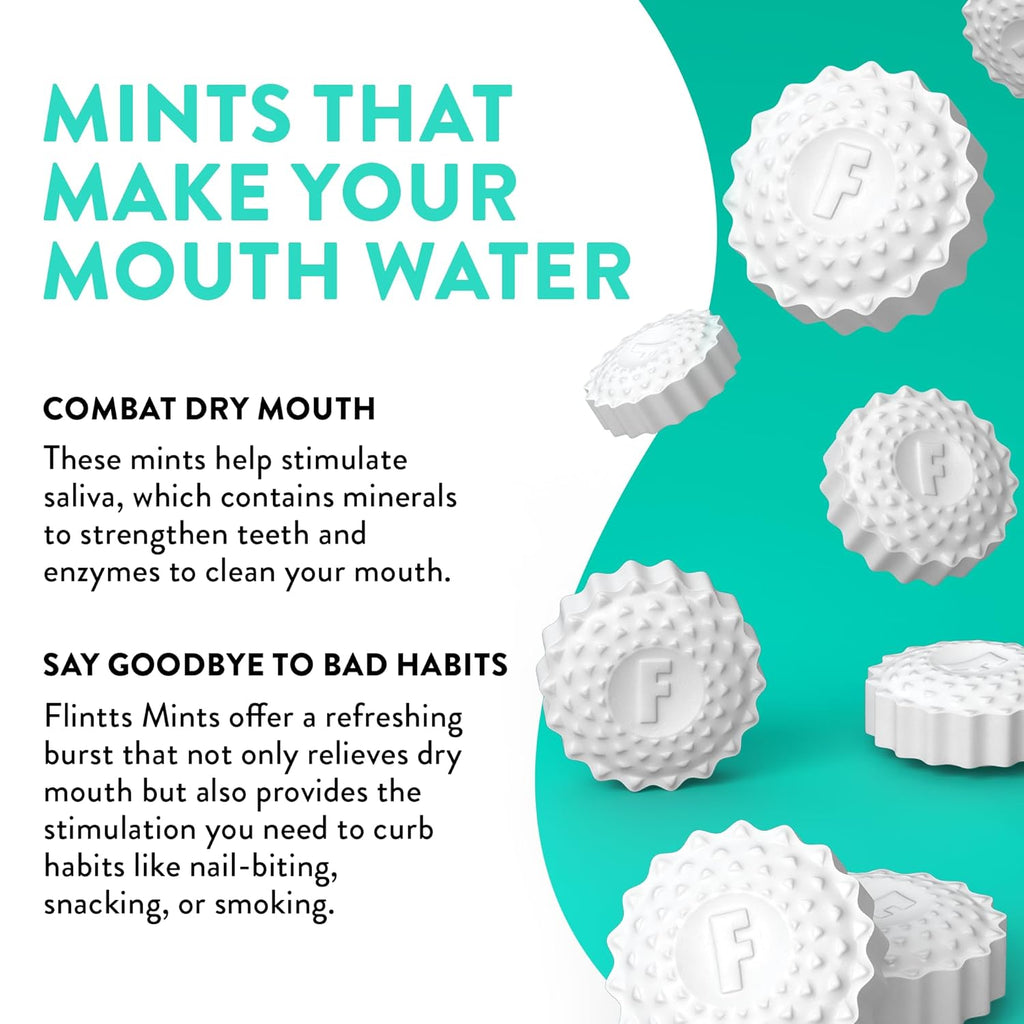 Flintts Mints Lemon Stash – Sugar Free Mouthwatering Mints for Dry Mouth Relief & Freshness – Vegan Oral Health Support with Sparkle Effect – Pocket Travel Saliva Substitute, Lozenges Alternative, 2 Refill Packs