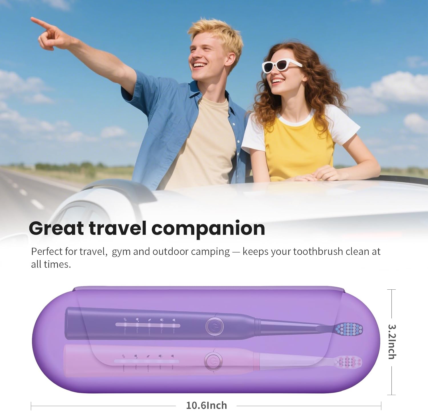 Silicone Electric Toothbrush Travel Cover, Toothbrush Travel Containers Bag Case for Men and Women,Keeps Toothbrush Fresh and Clean, Fits Most Manual and Electric Toothbrushes - Purple