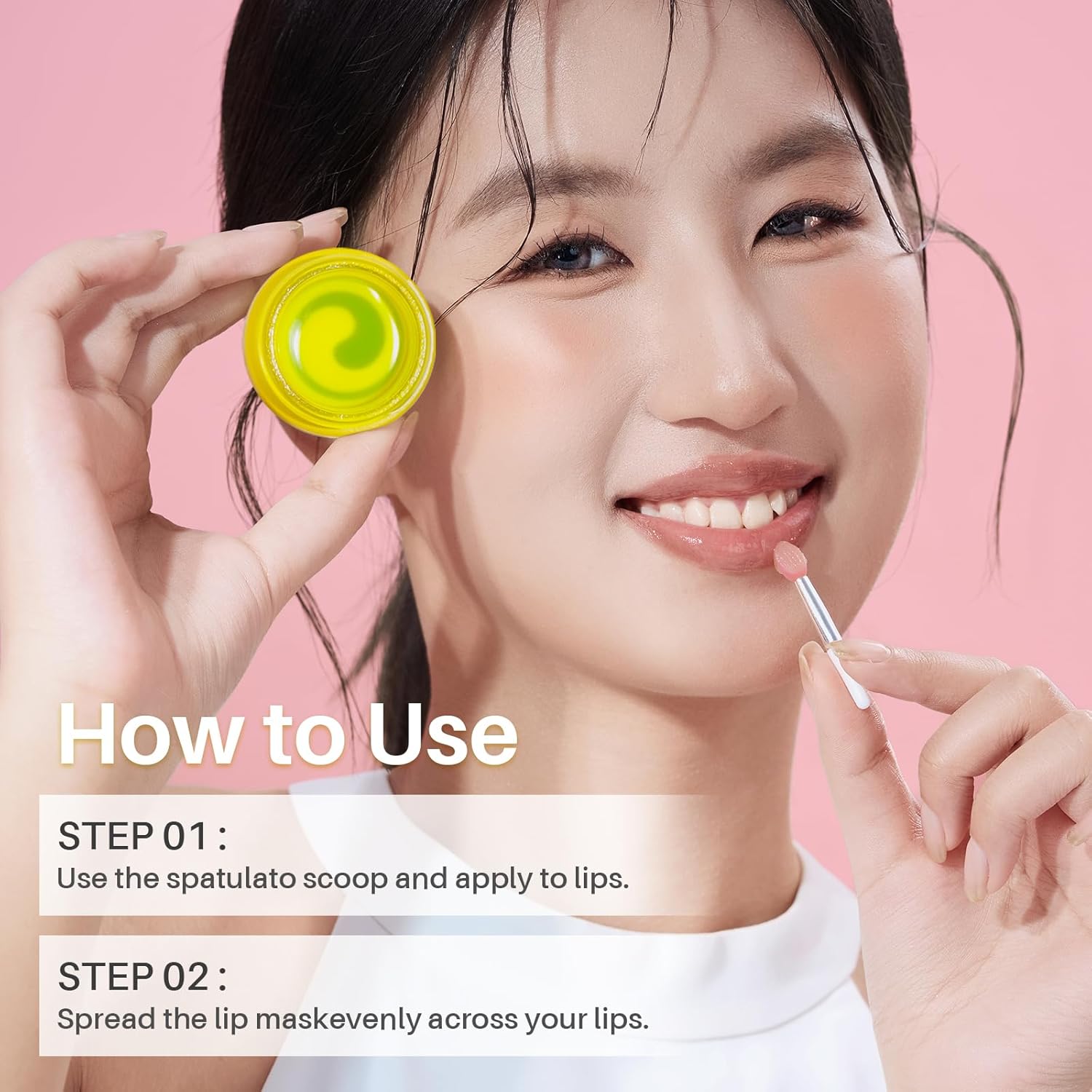 Lip Mask, Overnight Lip Sleeping Mask, Lip Moisturizer for Dry Cracked Lips Care, Dual-Color Korean Lips Balm with Vitamin C and Shea Butter for Nourishing and Softening Lips - Lemon Mint