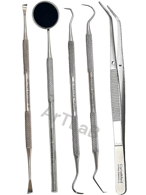 Premium Dental Tools, Plaque Remover for Teeth, Professional Hygiene Cleaning Kit,Stainless Tooth Scraper Plaque Tartar Remover Cleaner,Dental Pick Scaler Oral Care Tools Set (Set of 5 with CASE)