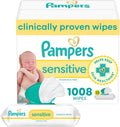 Pampers Baby Wipes, Sensitive, Water Based Wipe, Clinically Proven, Hypoallergenic, and Unscented for Babies, 1008 Wipes Total (12 Flip-Top Packs) [Packaging May Vary]