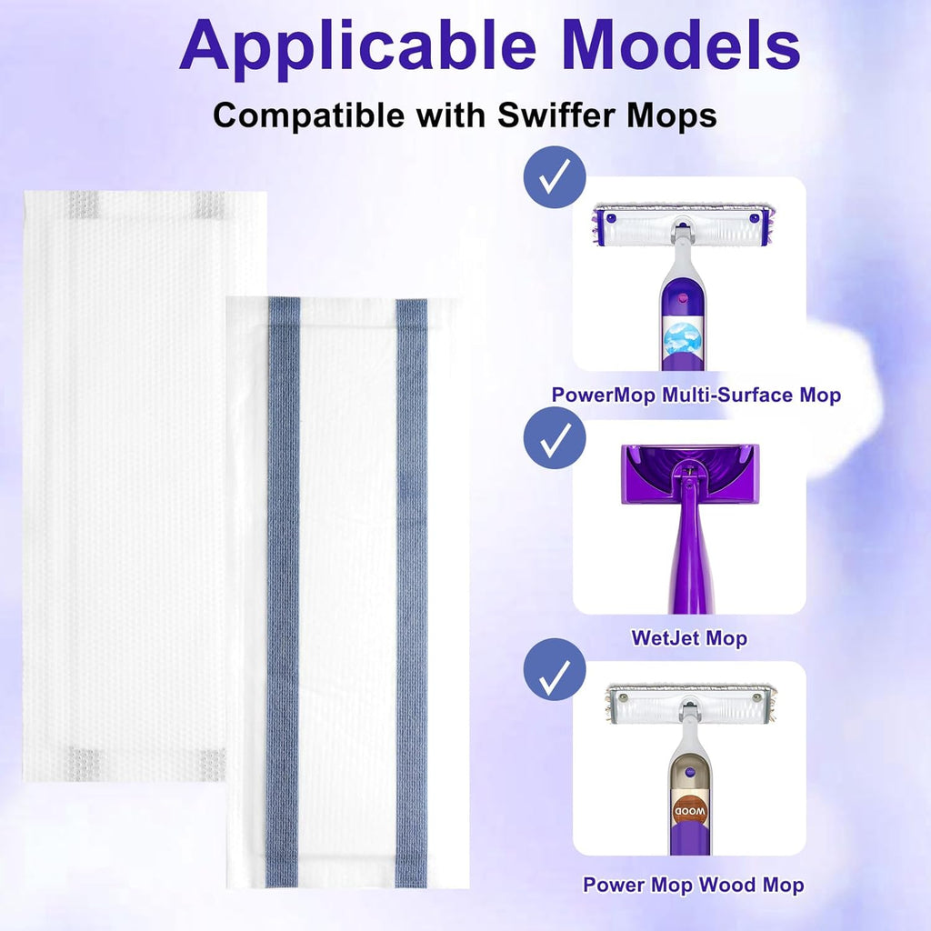12 Count Disposable Mop Pad Replacement for Swiffer WetJet Spray Mop, Extra Strong Dirt Locking and Water Absorbent, Powerful Stain Removal Effortlessly Cleans Hardwood, Tile and Laminate Floors