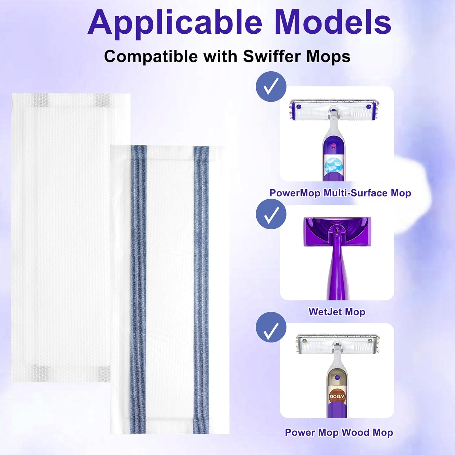 12 Count Disposable Mop Pad Replacement for Swiffer WetJet Spray Mop, Extra Strong Dirt Locking and Water Absorbent, Powerful Stain Removal Effortlessly Cleans Hardwood, Tile and Laminate Floors