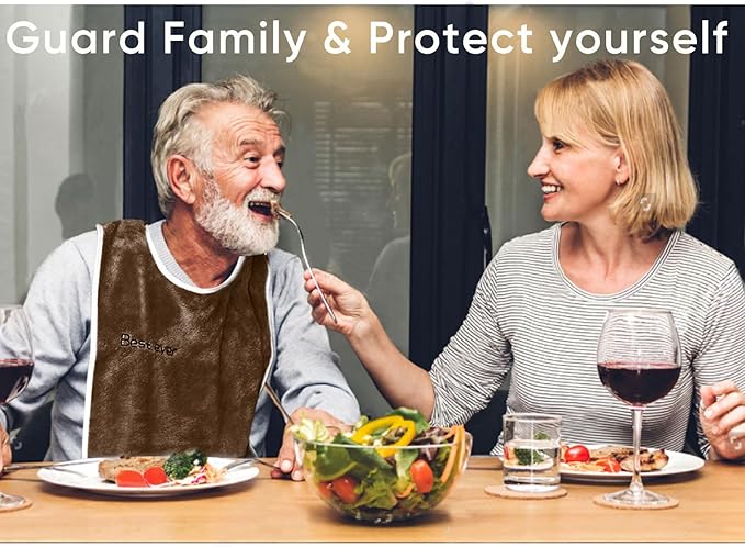 3 Pack Adult Bibs, Microfiber Super Soft Eating Cloth for Adults, Disabled, Adjustable, Dining Clothing Protector