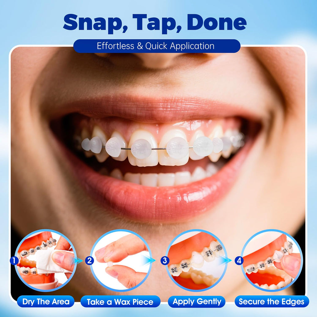 240 Pieces Pre-Cut Orthodontic Wax for Braces, Individually Wrapped Dental Wax for Braces Relief, Easy to Use, Unscented，Safe & Gentle, Hygienic orthodontic dots for Orthodontic Care