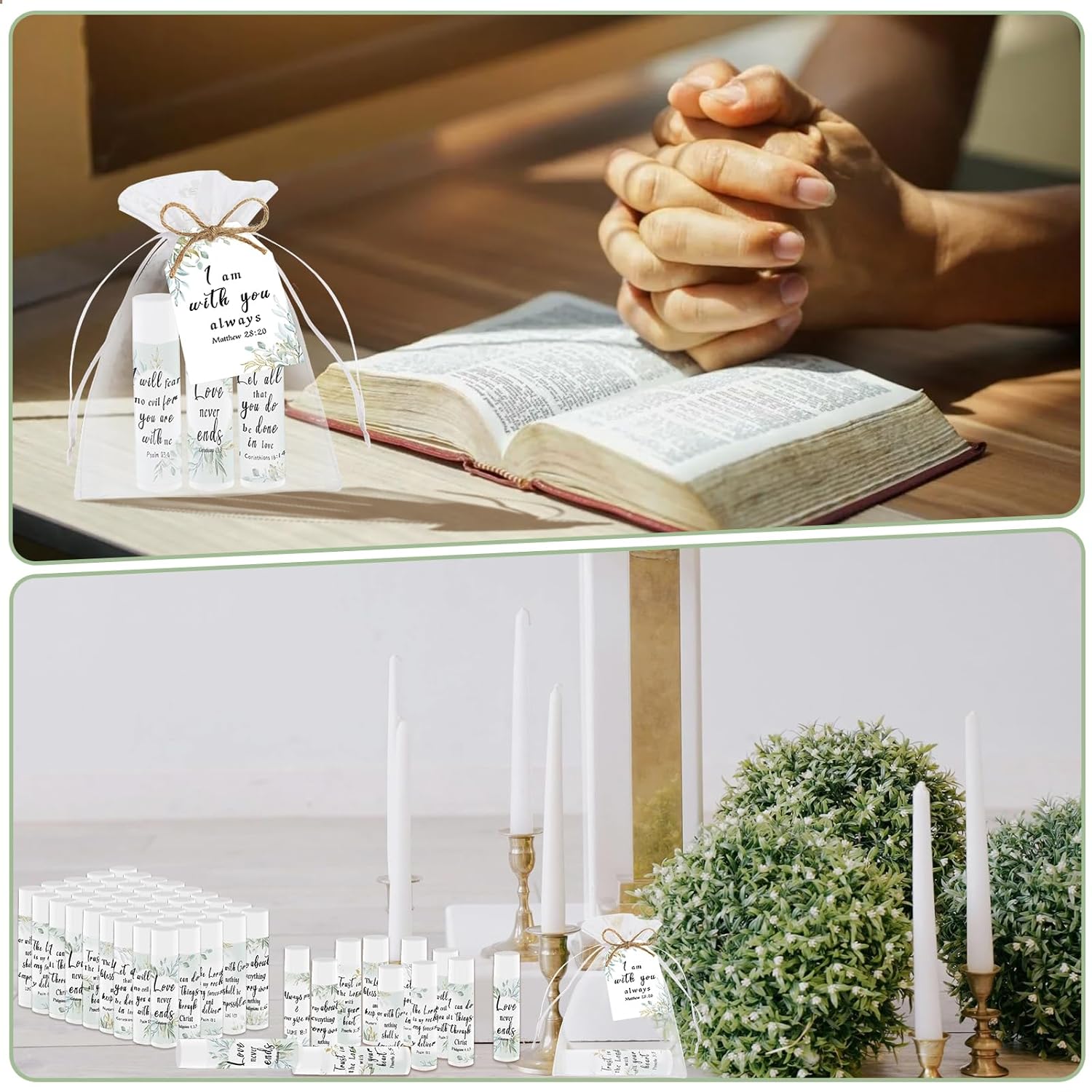 50 Pcs Bible Verse Lip Balm Bulk Christian Gifts for Women Faith Religious Inspirational Party Favors Catholic Group Thanksgiving, Christmas Gifts Moisturizing Lip Care for Friend Teacher Worker