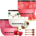 3 PCS Bee Lip Balm Lip Mask Honey Pot, Watermelon & Cherry & Coconut Lip Mask Propolis Moisturizing Lip, Hydrating Prevention Dry and Cracked Lip Scrubs Exfoliator (Watermelon & Cherry & Coconut)