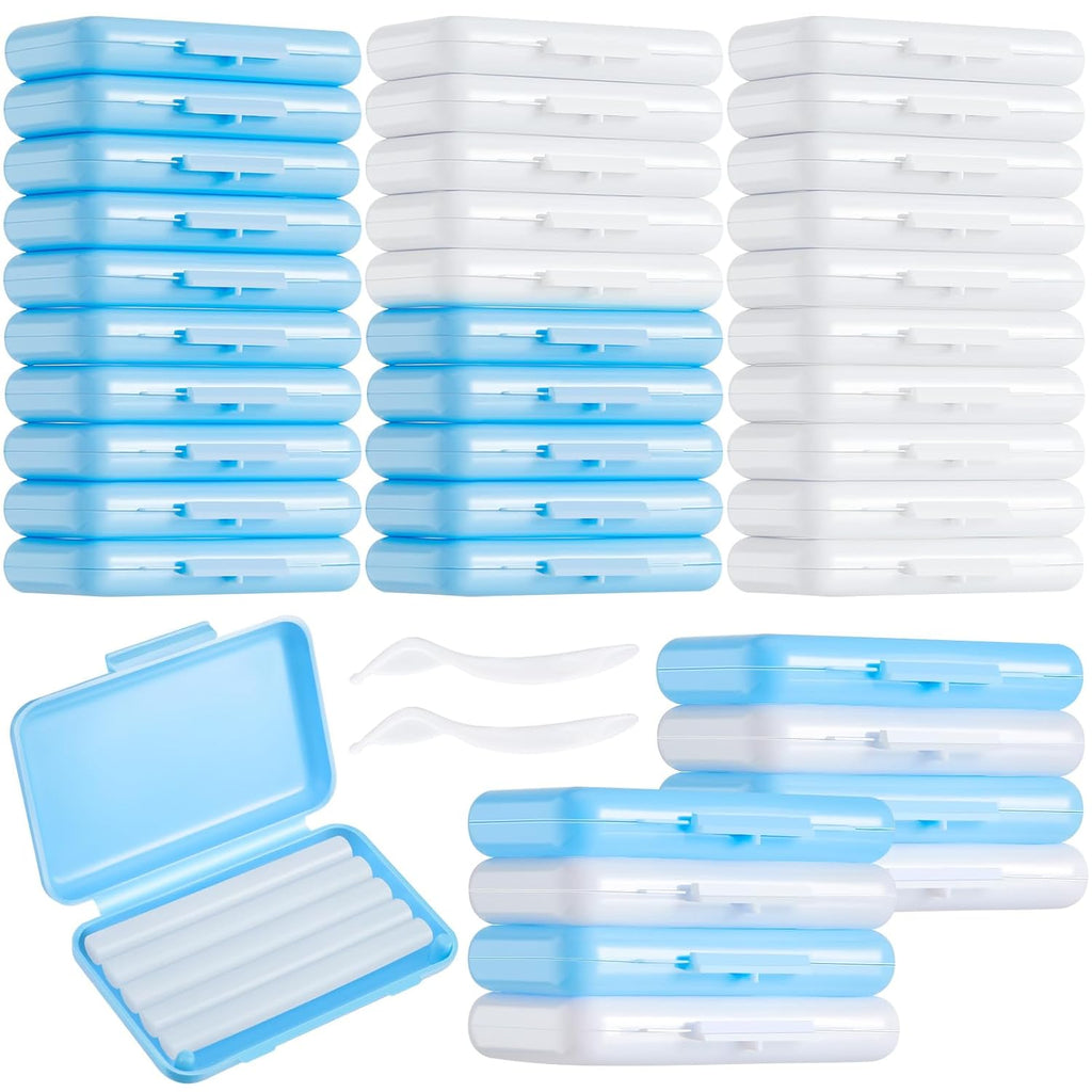 Tondiamo 40 Pack Clear Braces Wax for Teeth Dental Wearer Orthodontic Tooth Wax for Braces and Oral Appliances with Colorful Storage Case and Smell(Original, Mint)