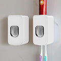 2 Slot Toothbrush Holder and Toothpaste Dispenser Wall Mounted, Automatic Toothpaste Squeezer, 2 in 1 Tooth Brush Toothpaste Organizer for Shower (White 2Pack)