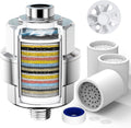 20-Stage Shower Filter-Shower Head Filter for Hard Water, with 3 Replaceable Filter Cartridges, High Output Shower Water Filter for Removing Chlorine and fluoride, Polished Chrome