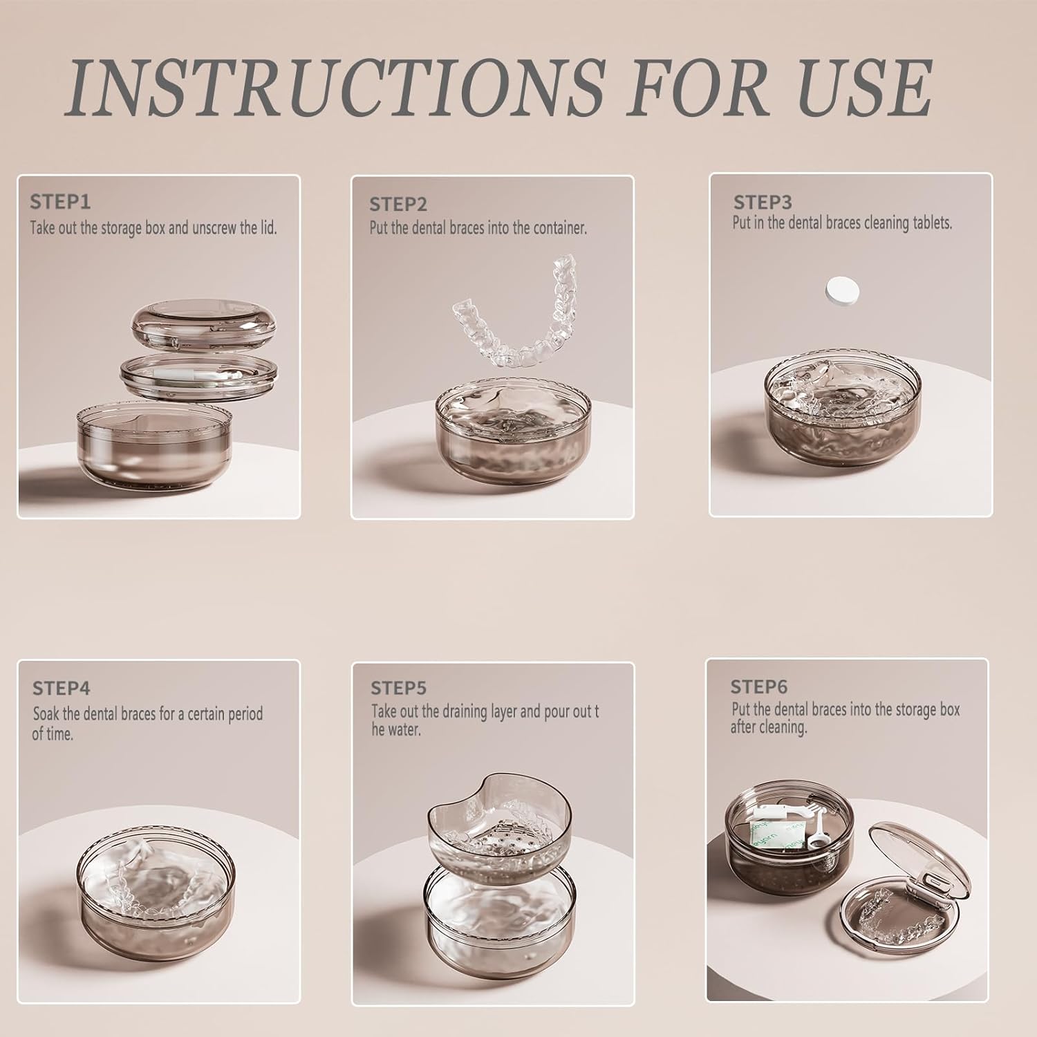 2 in 1 Retainer Case Retainer Bath Case for Cleaning and Store Retainer Mouth Guard Aligner Night Guard Partial Denture, All-in-one Retainer Bath and portable storage case