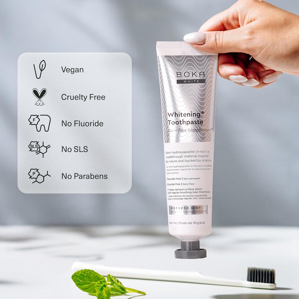 Boka Fluoride Free Whitening* Toothpaste and Boka Teeth Whitening Powder, Nano Hydroxyapatite, Appropriate for Sensitive Teeth, for Adults Oral Care