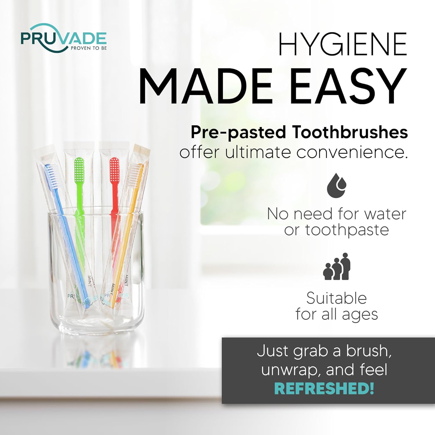 100 Pack Disposable Toothbrushes with Toothpaste, Built in - Prepasted Toothbrushes Individually Wrapped |Single Use Waterless Tooth Brush with Soft Bristles for Hotel, Camping, Travel