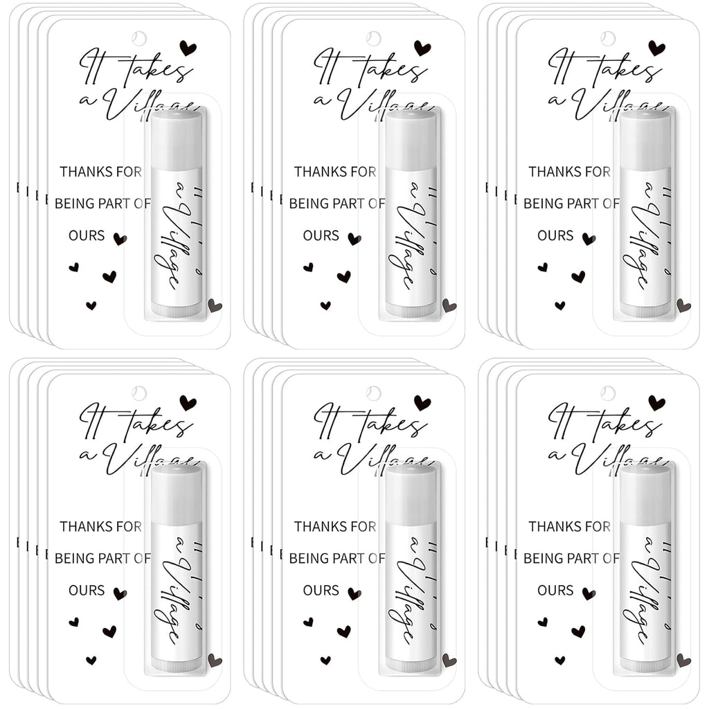 30 Pack Christmas Employee Appreciation Gift Lip Balms Bulk Staff Teacher Team Volunteer Thank You Gift Thanksgiving Christmas Appreciation Party Favor for Women Men(It Takes A Village,White)