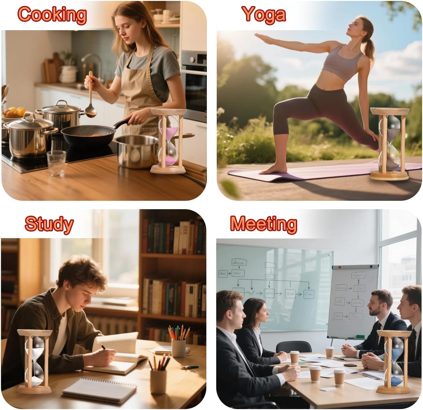 Wood Sand Timer, 10 Minute Sandglass Timer, Bamboo Hourglass 10 Min, Unique Sand Clock, Sand Watch, Unbreakable Sandglass Blue