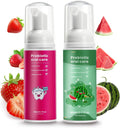 Kids Foam Fluoride Free Toothpaste with Watermelon and Strawberry Mint Flavor,Toddler Natural Teeth Deep Cleaning Toothpaste for U Shaped Toothbrush