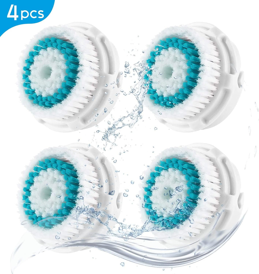 Deep Pore Replacement Brush Heads – Compatible with Clarisonic Mia 1, Mia 2, Mia Fit, Alpha Fit, Smart Profile Uplift – 4 Pack