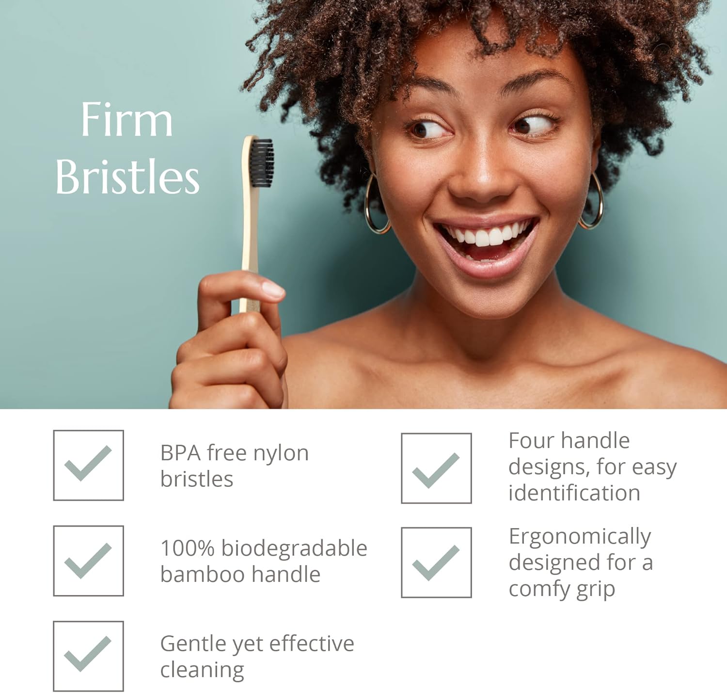 Wild & Stone | Firm Bristle Organic Bamboo Toothbrush | Four Handle Patterns | Firm Fibre Bristles | 100% Biodegradable Handle | Vegan Eco Friendly Bamboo Toothbrushes