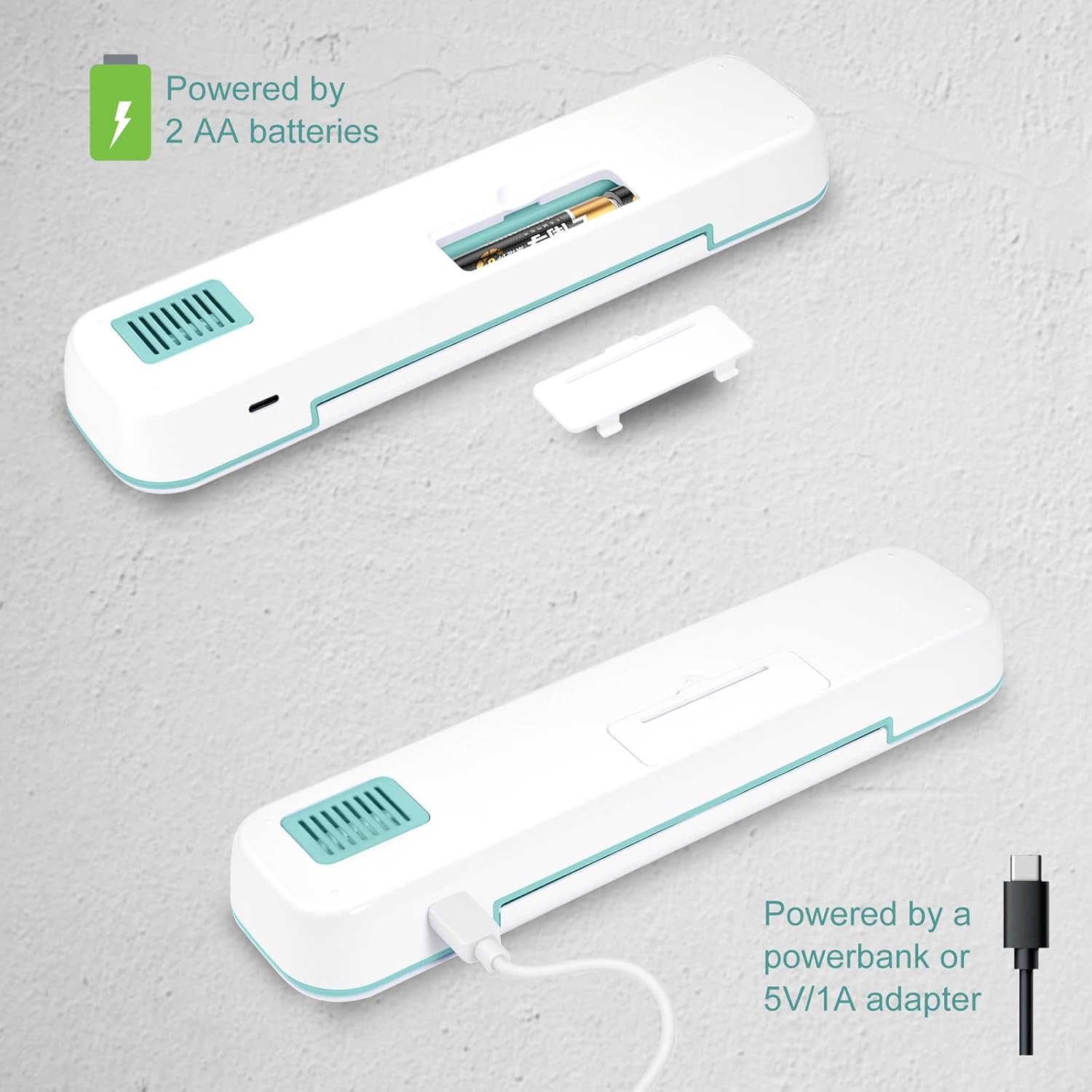 UV Toothbrush Sanitizer and Holder, Portable Travel Case and Cover, Toothbrush Cleaner Powered by AA Battery or USB-C, Fits Most Brushes