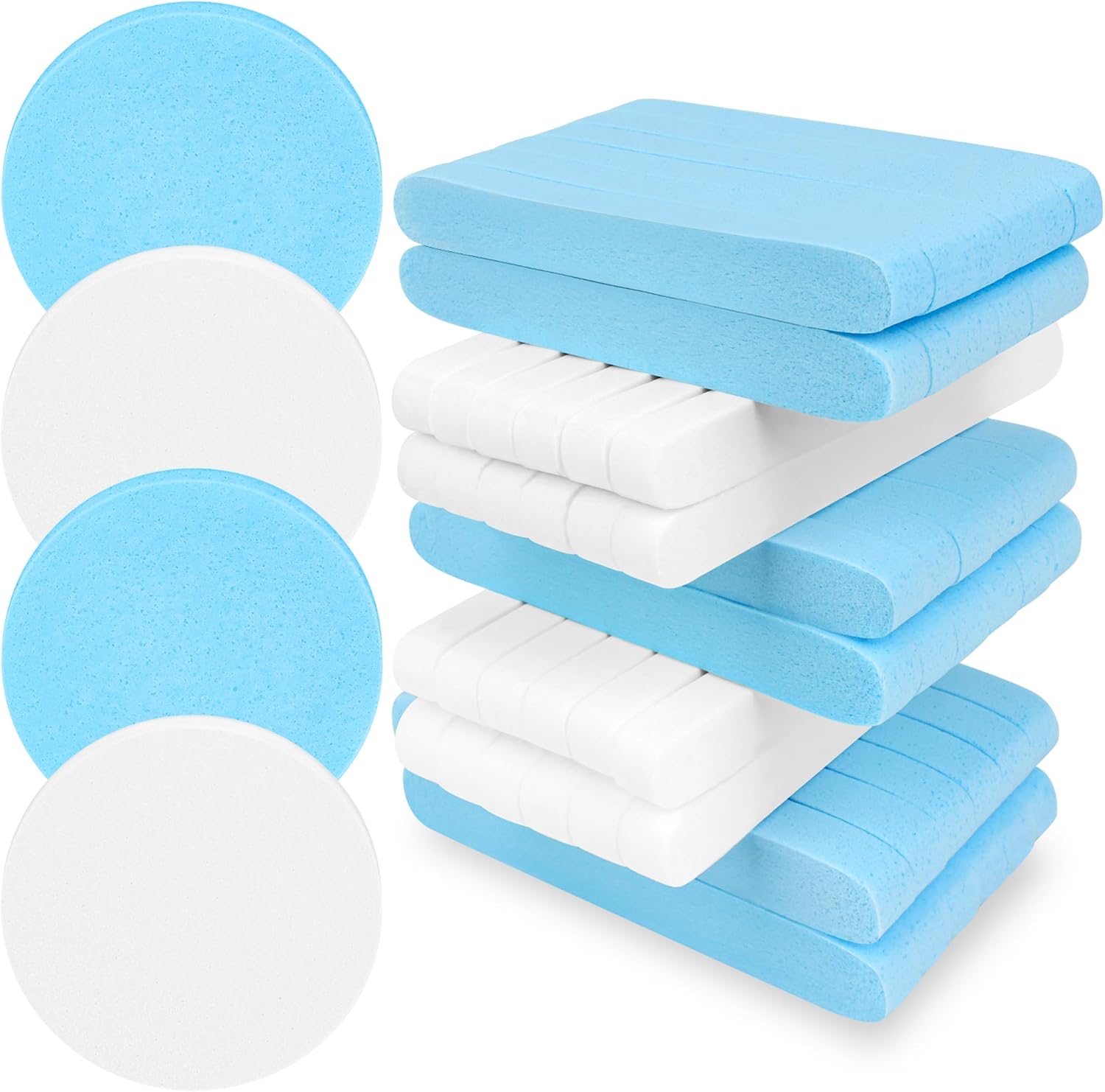 120 Pcs Facial Sponge Compressed, Luxiv Face Cleansing Sponge Estheticians Compressed Makeup Facial Sponge Round Wash Face Sponges for Women Compress Exfoliating Removal Sponge (White+blue)