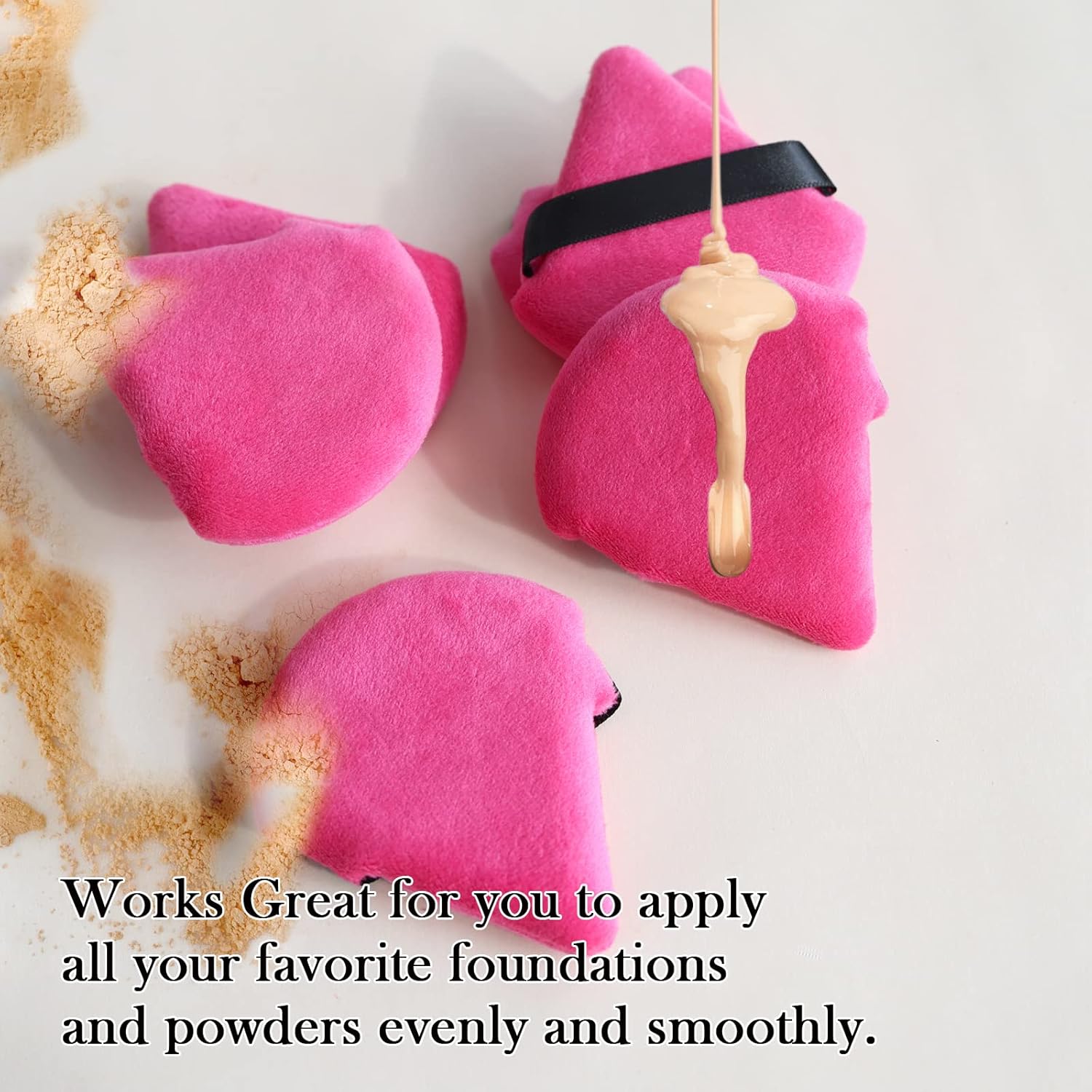 Powder Puff Daubigny 6 PCS Powder Puffs Makeup Puff Face Soft Triangle Powder Puff for Loose Powder Mineral Powder Body Velour Cosmetic Foundation Sponges Blender Beauty Makeup Tools(Rose Red Black)