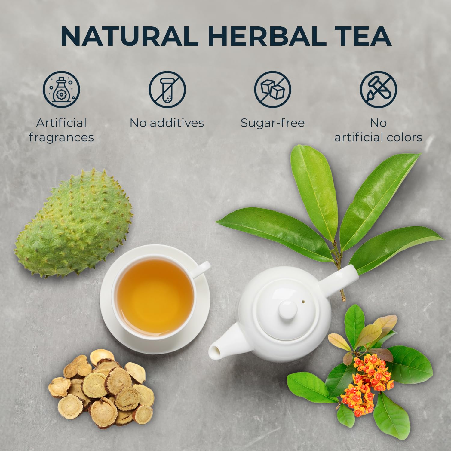 Soursop Leaf Tea with Celastrus Hindsii & Licorice - 55 Count (+5 Tea Bags) - 4.44 oz, Bamboo Tong Include, Re-Steep Corn Based Tea Bags, Natural Herbal Tea for Comfort Relax