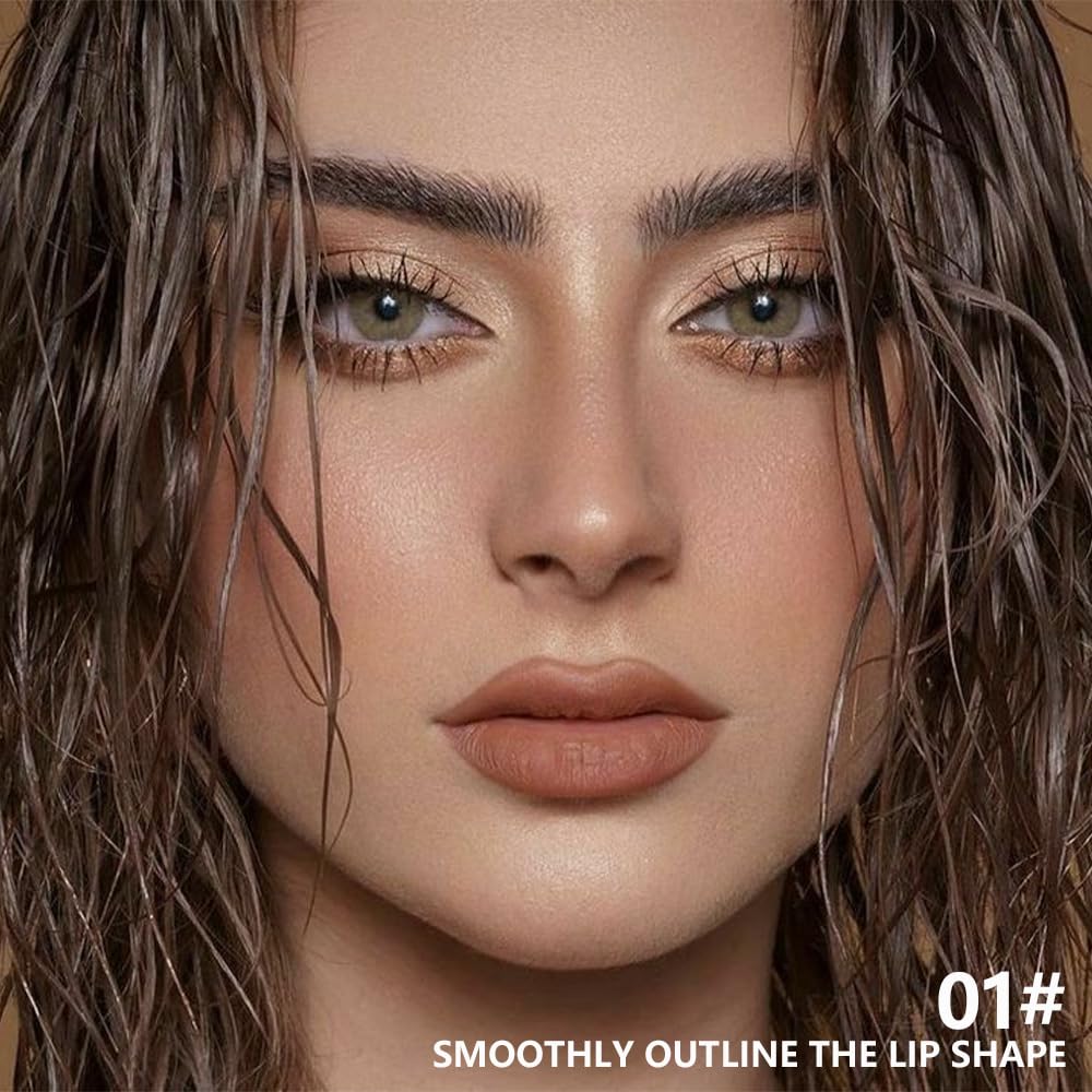 BINGBRUSH 2 in 1 Lip Liner and Lipstick Combo, Matte Lipstick Long Lasting Waterproof Lip Pencil Crayon, Smudge Proof Lip Stain,Hign Pigmented Women’s Makeup (01#Morning Latte)