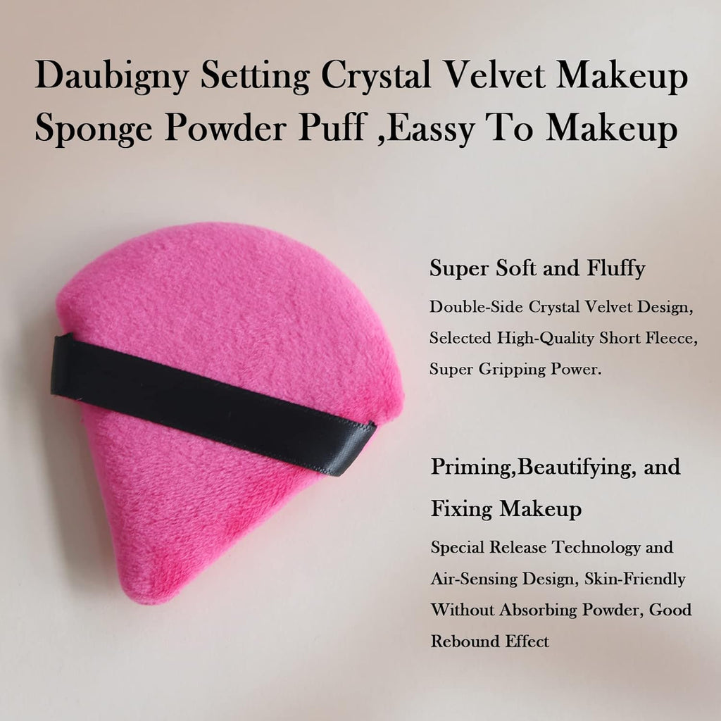 Powder Puff Daubigny 6 PCS Powder Puffs Makeup Puff Face Soft Triangle Powder Puff for Loose Powder Mineral Powder Body Velour Cosmetic Foundation Sponges Blender Beauty Makeup Tools(Rose Red Black)