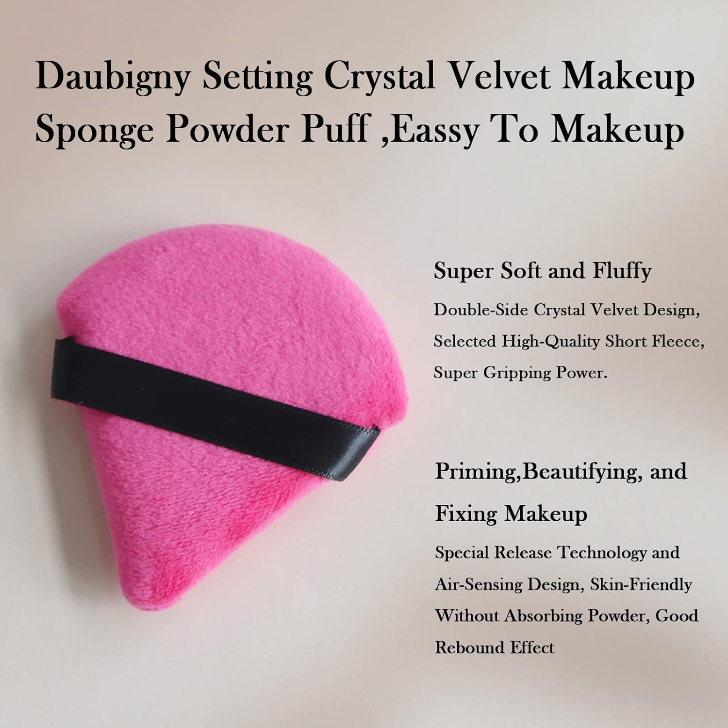 Powder Puff Daubigny 6 PCS Powder Puffs Makeup Puff Face Soft Triangle Powder Puff for Loose Powder Mineral Powder Body Velour Cosmetic Foundation Sponges Blender Beauty Makeup Tools(Rose Red Black)