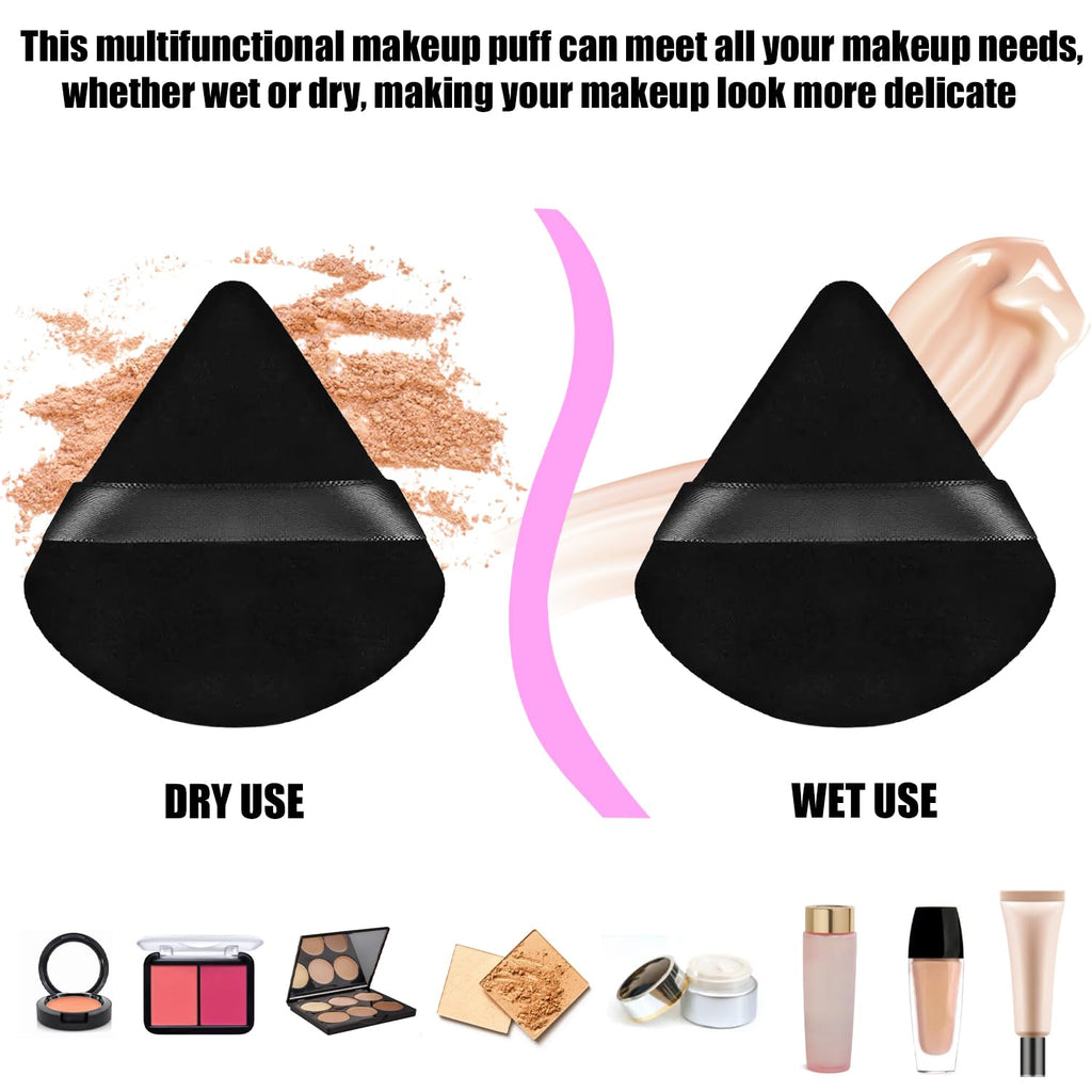 100PCS Black Triangle Powder Puff Face Makeup Powder Puffs Sponge Soft Powder Puffs for Loose Powder Cosmetic Foundation