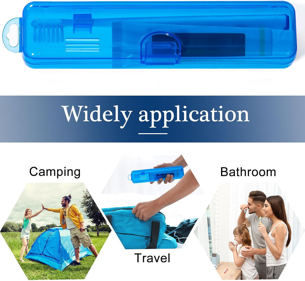 Toothbrush Travel Case 2 Pack, Clear Dark Blue Toothbrush Case HolderTravel Size Plastic Toothbrush Holder Toothpaste Storage Container Portable for Traveling, 7.87 x 1.85 x 1.18”