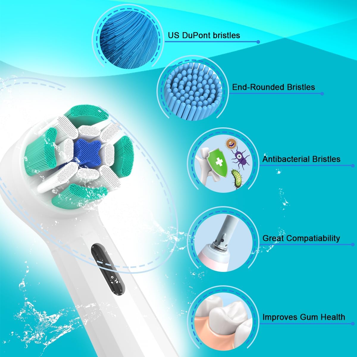 Replacement Heads Compatible with Oral B iO Electric Toothbrush, Toothbrush Heads Fit for Oral-B iO 2/3/4/5/6/7/8/9/10 Series with Covers, White 8pcs