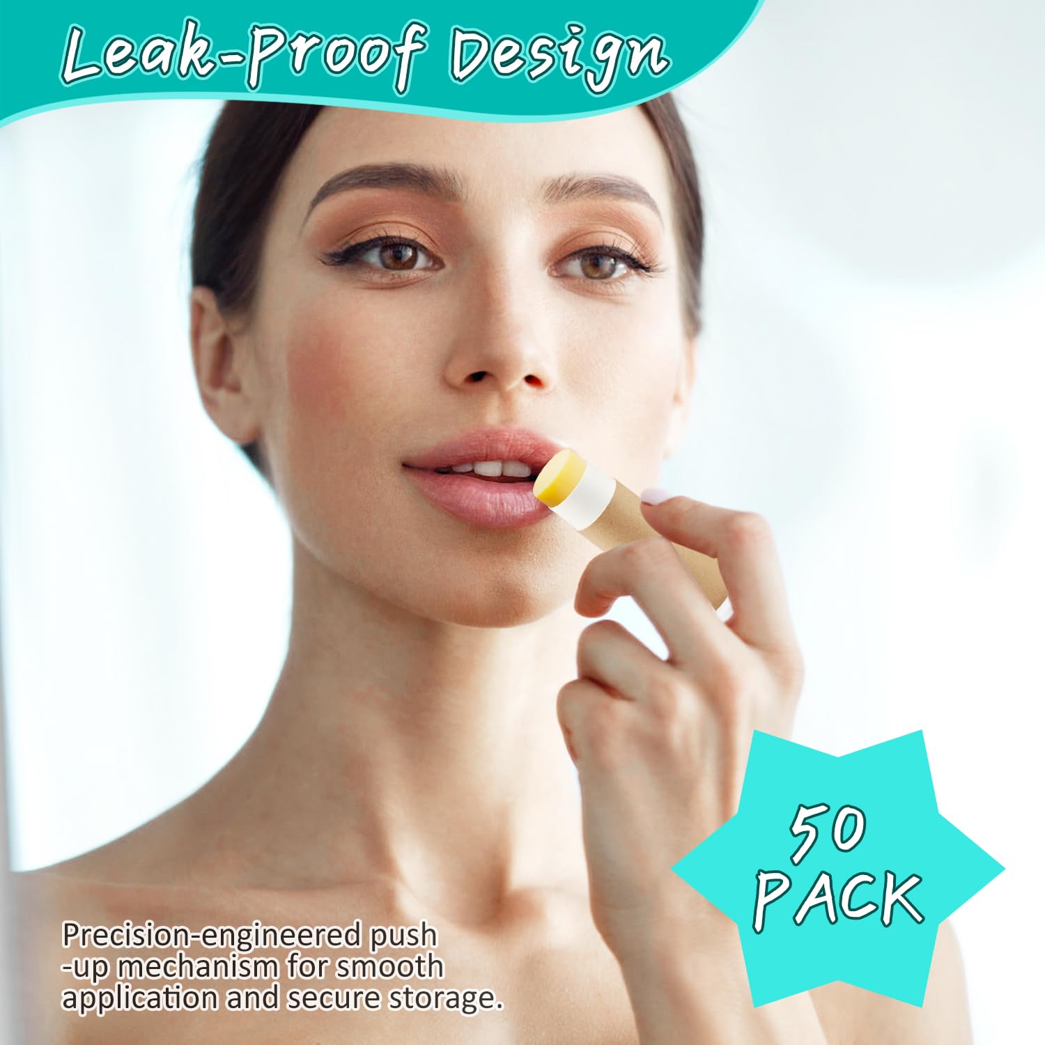 50 Pcs 0.3 oz Paperboard Lip Balm Tube,Empty Kraft Paper Chapstick Tube Holder,Push-Up Style Biodegradable Solid Perfume Lip Gloss Container for Lip Balm,Natural Compostable Container - Brown